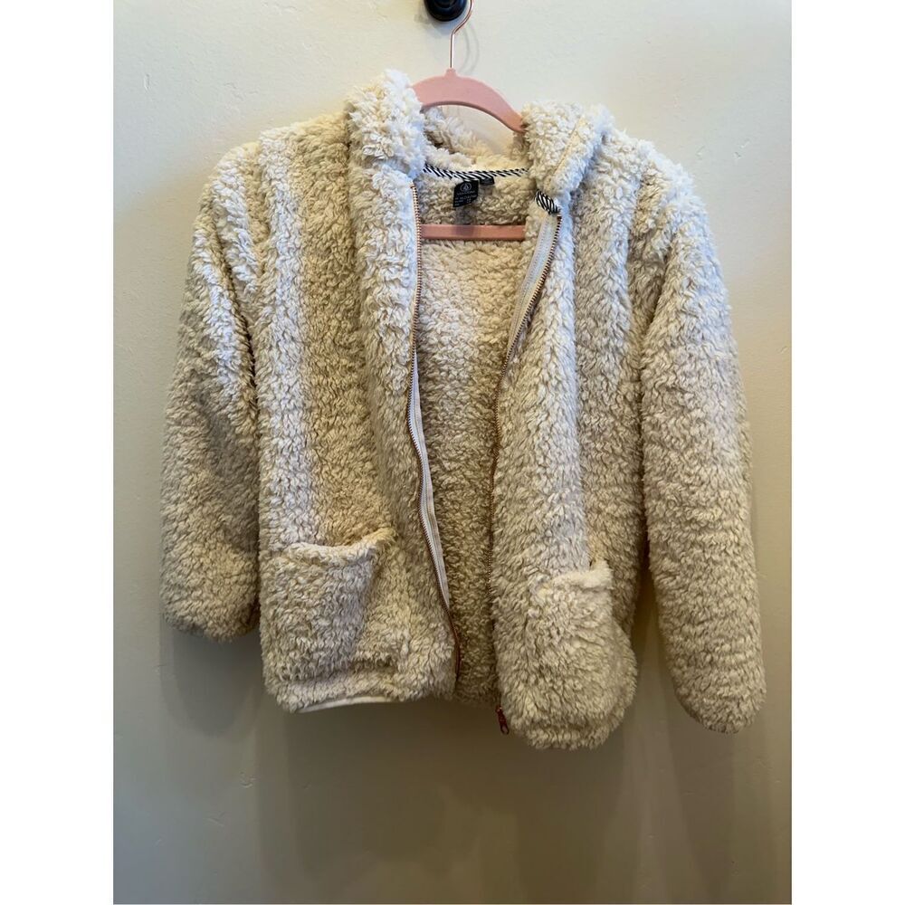 🌸 Volcom Stone Cream and Rose Gold Zip Up Lil Phuz Girls Hooded Sweater Size XL - Picture 2 of 4